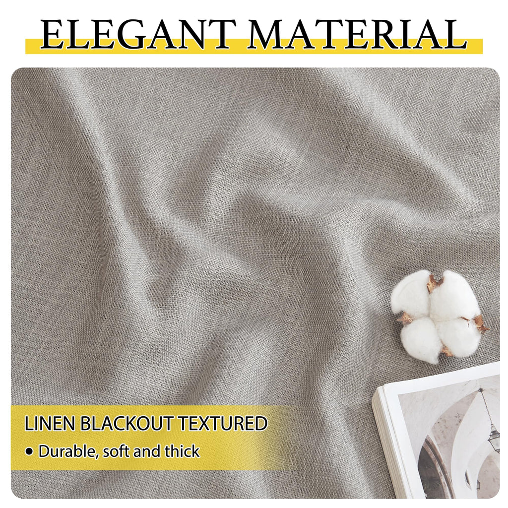 NICETOWN Linen Curtain Valances for Living Room 30 inch Length 2 Panels, Grommet Top Light Blocking Room Darkening Curtains Thermal Insulated Window Tiers for Barhtoom Window, Angora, W50 x L30