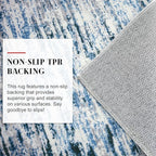 Lansny Modern Abstract 4x6 Living Room Washable Rug Non-Slip Soft Bedroom Area Rug Grey Blue White Thin Print Faux Wool Floor Carpet Throw Rugs for Nursery Playroom Dining Room Indoor Home Decor
