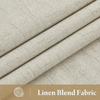 RYB HOME 100% Blackout Beige Linen Blackout Curtains, Thermal Insulated Privacy Protect Linen Blend Back Tab Window Curtains for Dining Room Sliding Glass Door, 52" W x 96" L, 2 Panels Set