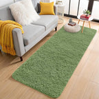 OLANLY 2x8 Machine Washable Runner Rugs for Hallway, Soft Fluffy Shaggy Bedside Rugs for Bedroom, Living Room, Indoor Floor Carpet for Kids Girls and Boys, Home Decor Aesthetic, Green