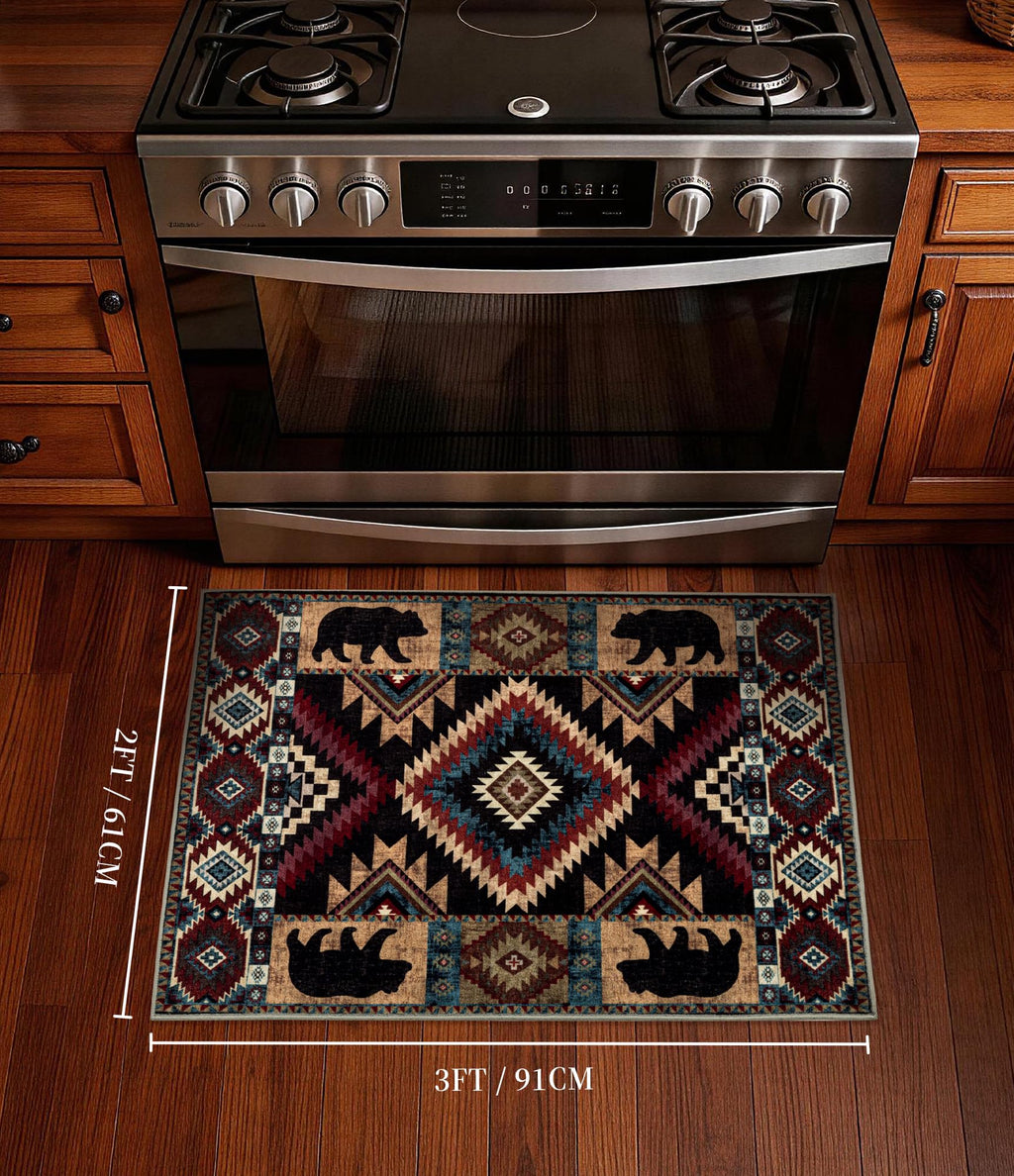 YIHOUSE Western Entryway Rug, 2x3 Rustic Washable Rug, Non-Slip Indoor Door Mat Ultra-Thin for Kitchen, Mudroom, Laundry Room, Bedroom Entry