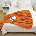 Aganear Fleece Throw Blanket for Bed Couch,Fall Boho Blanket,90"x90" Orange