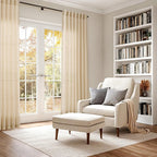 Nanspring Tan Semi Sheer Curtains 72 Inches Long for Bedroom Back Tab Rod Pocket Light Filtering Privacy Drapes Cotton Linen Textured Farmhouse Living Room Curtain 52X72 Inches,2 Panels
