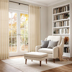 Nanspring Tan Semi Sheer Curtains 72 Inches Long for Bedroom Back Tab Rod Pocket Light Filtering Privacy Drapes Cotton Linen Textured Farmhouse Living Room Curtain 52X72 Inches,2 Panels