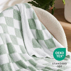 Bedsure GentleSoft Checkered Twin Blanket for Couch - Super Soft Cozy & Warm Knit Throw Blanket, Breathable, Lightweight & Fluffy Plaid Blanket for Bed, Sofa, Gifts for Women Men, Green, 60x80 Inches
