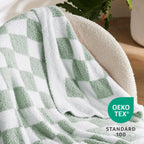 Bedsure GentleSoft Checkered Throw Blanket for Couch - Super Soft Cozy Fluffy Green Blanket, Lightweight Warm Knit All Season Blanket for Bed Sofa, Birthday, for Women, 50x60 Inches