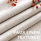 H.VERSAILTEX Linen Blackout Curtains Durable Thick Textured Linen Look 100% Blackout Patio Door Curtain Anti Rust Grommet Extra Wide Sliding Door Curtain Panel, Natural，W100 x L108 inch