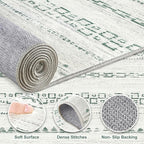 Nakagishi Green Rug Living Room Rugs: 8x10 Washable Boho Large Neutral Soft Farmhouse Stain Resistant Modern Non Slip Indoor Floor Carpet for Bedroom Nursery Kids Playroom Office Dining Room Home