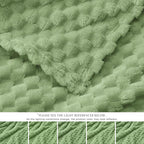 EXQ Home Fleece Blanket Twin Size for Couch or Bed - 3D Imitation Turtle Shell Jacquard Decorative Blankets - Cozy Soft Lightweight Fuzzy Flannel Blanket Suitable for All Seasons(60"×80",Sage Green)
