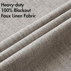 MIULEE 100% Blackout Linen Textured Curtains for Bedroom Solid Thermal Insulated Warm Taupe Grommet Room Darkening Curtains & Drapes Luxury Decor for Living Room Nursery 52 x 120 Inch (2 Panels)
