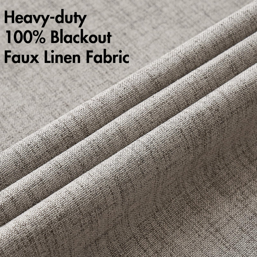 MIULEE 100% Blackout Linen Curtains for Bedroom 52x120 Inches Warm Taupe