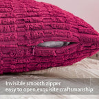 Pack of 2 Corduroy Decorative Throw Pillow Covers 12x24 Inch Soft Striped Pillow Covers Modern Farmhouse Home Decor for Sofa Living Room Couch Bed（Rose Red）