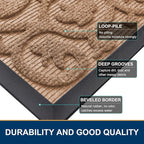 Smiry Welcome Door Mat Outside Entrance, Heavy Duty Trap Dirt and Moisture Easy Clean Low Profile Patio Porch Indoor Outdoor Front Doormat for Entry, 29.5x17 Inch, Coffee