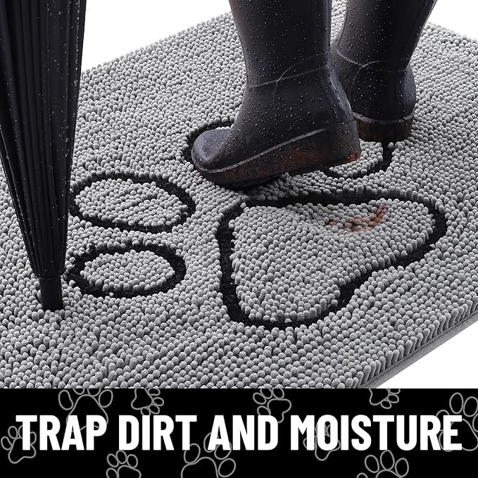 Smiry Dog Door Mat for Muddy Paws, Absorbent Non Slip Dirt Trapper, 59x35