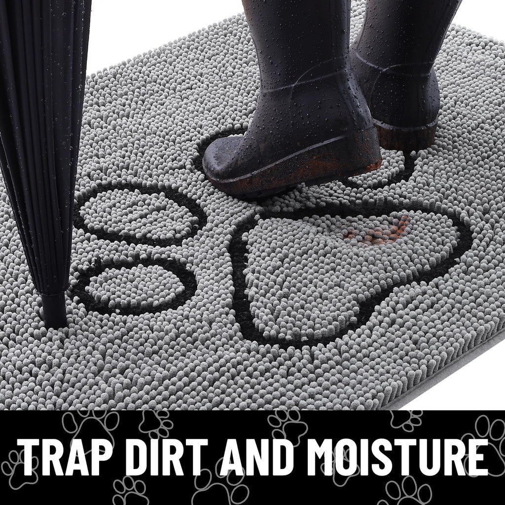 Smiry Dog Door Mat for Muddy Paws, Absorbent Non Slip Dirt Trapper, 45x27