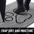 Smiry Dog Door Mat for Muddy Paws, Absorbent Non Slip Dirt Trapper, 45x27