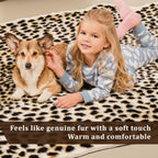 Cheetah Print Rug, Faux Fur Animal Print Leopard Rug Multicolor 6.2x8.2ft