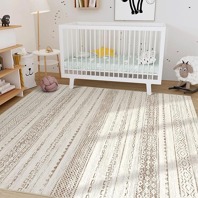 Nakagishi Boho 5x8 Area Rug Living Room Rugs Machine Washable Brown