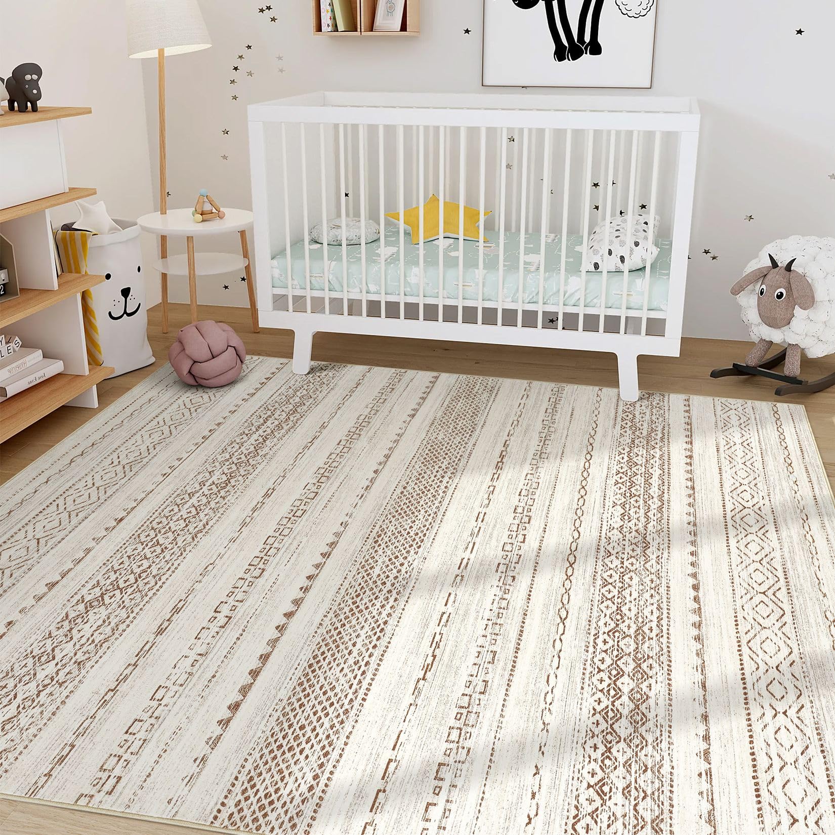 Nakagishi Boho 7x9 Area Rug Living Room Rugs Machine Washable Brown