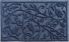 Boho Blue Floral Leaves Outdoor Indoor Entrance Doormats, Absorbent Durable Heavy Duty Welcome Front Door Mat,Thick Natural Rubber Back,Easy Clean Entryway Mat 23x35 Inch, Low Profile