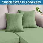 Couch Cover 4-Piece Elastic Velvet Couch Cushion Covers & Chaise Slipcovers for L-Shaped Sofas, Sofa Seat Covers Washable, Soft Cover for Couches (3 Seater + Chaise, Avocado Green)