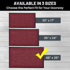 Sierra Concepts Front Door Mat X-Large Welcome Floor Mats - Entryway Indoor Outdoor Entrance Doormat, Patio, Porch, Muddy Dog Shoe, Inside Outside Low Profile 48x36in, 2-Pack Red
