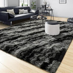 Tepook Area Rugs 9x12 for Living Room, Super Soft Fluffy Rugs for Bedroom, Modern Shaggy Rug Fuzzy Carpets for Kids, Plush Indoor Nursery Home Decor Rug with Non-Slip Bottom, Black Grey