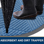 Smiry Half Circle Front Door Mat Outside Entrance, Heavy Duty Sturdy Natural Rubber Doormat, Trap Dirt and Moisture, Low Profile Mats for Indoor Outdoor Entry, Irregular Triangle (35x23, Blue)