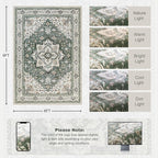 ExpediX 6x9 Area Rugs Living Room: Washable Rug for Bedroom Green Ivory
