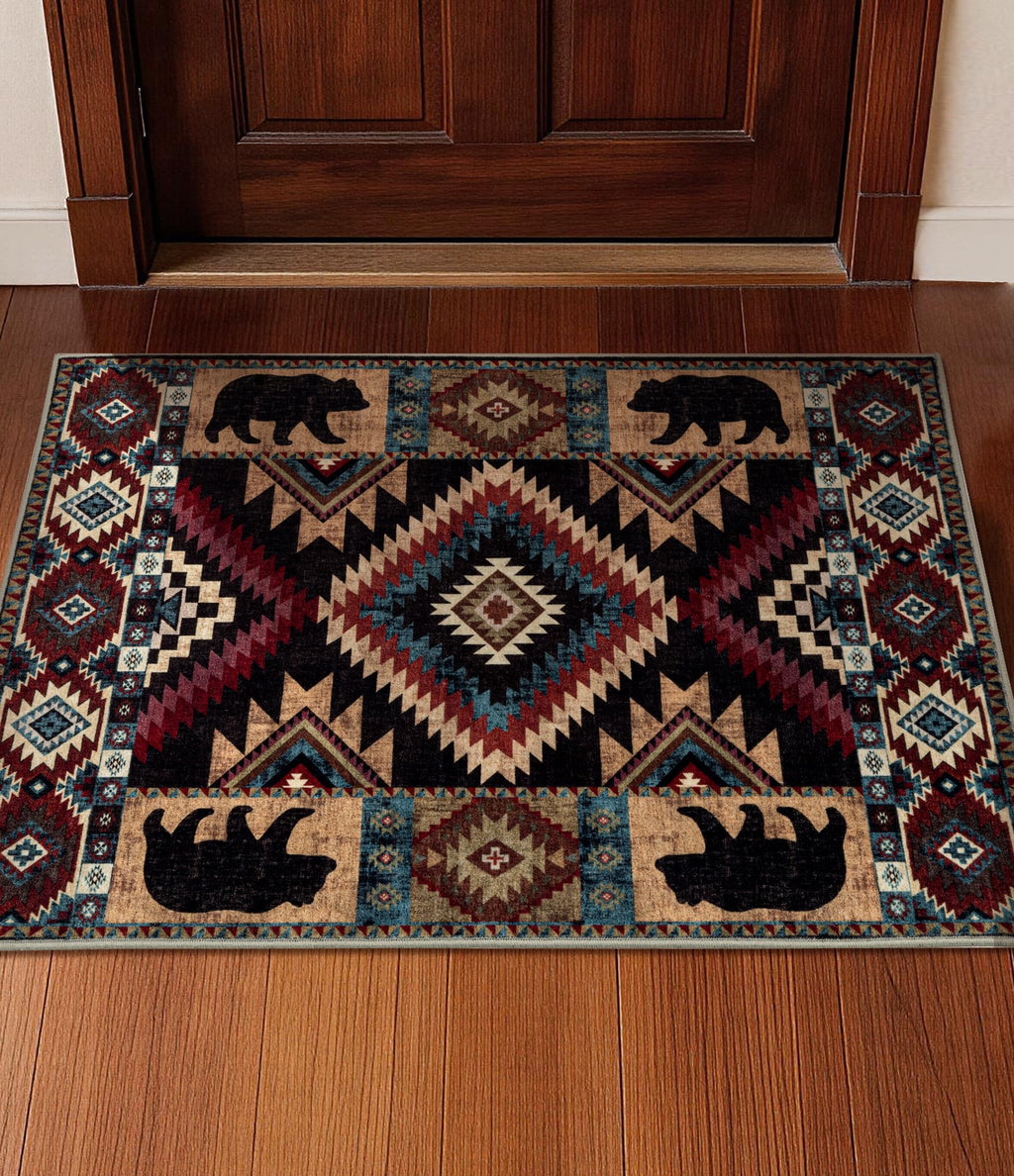 YIHOUSE Western Entryway Rug, 2x3 Rustic Washable Rug, Non-Slip Indoor Door Mat Ultra-Thin for Kitchen, Mudroom, Laundry Room, Bedroom Entry