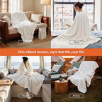 Bedsure GentleSoft White Throw Blanket for Couch - Cozy Soft Blankets for Women, Cute Small Fleece Throws for Girls, House Bedroom Decor Aesthetic Gift for Women, Off White, 50x70 Inches