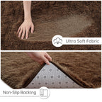 Goideal Fluffy Runner Rug for Bedroom Living Room, 2x6 Brown Bedside Rugs, Faux Fur Shag Modern Carpet Ultra Soft Girls Boys Room Home Decor, Solid