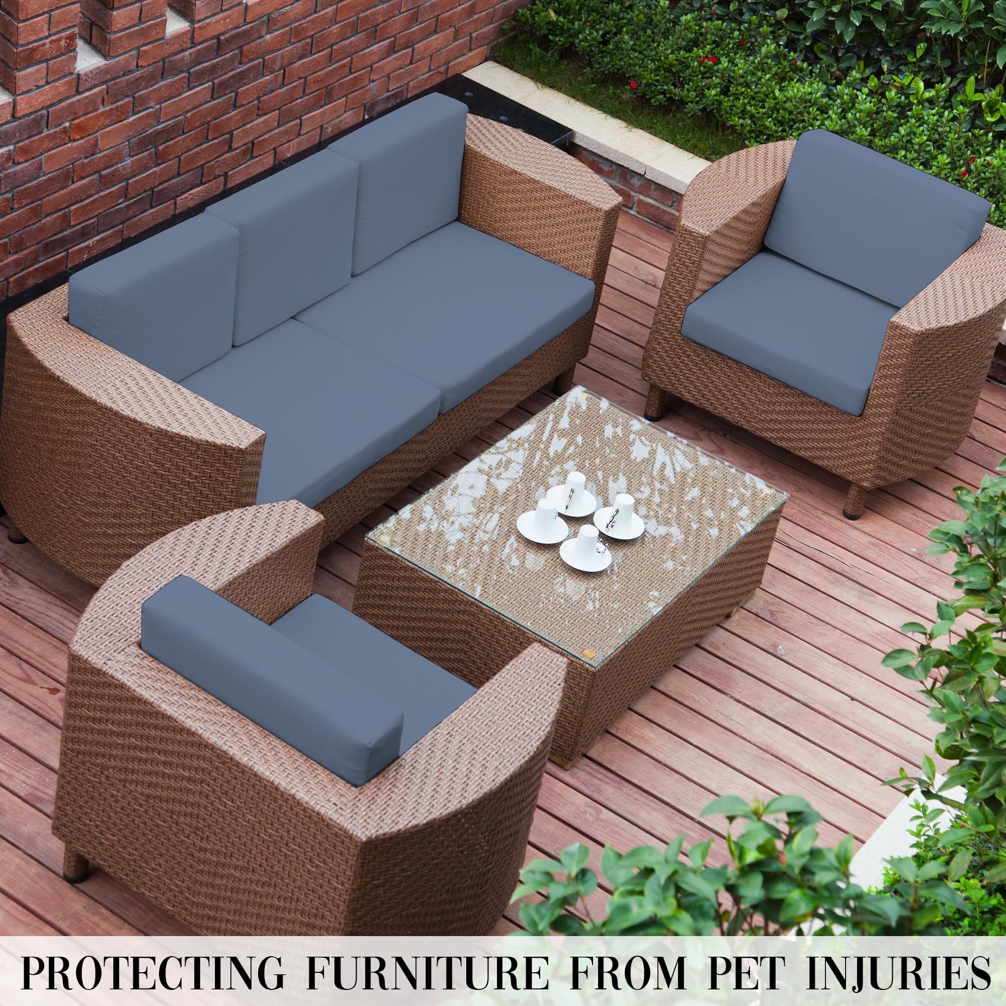 SUKAIKEQA 12PCS Patio Cushion Covers,Patio Furniture Couch Seat Slipcovers