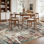 Rugflix 8x10 Area Rugs for Living Room, Washable Rust Brown Green Large Rug