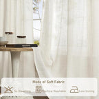 LAMIT Short Window Linen Curtains for Bedroom 2 Panels, 34 x 54 Inch