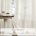 LAMIT Short Kitchen Linen Curtains 24 Inch Length for Small Windows