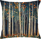 Rustic William Morris Inspired Autumn Forest Decor Pillow Covers 18x18,Vintage Botanical Nature Decorative Throw Pillow Covers for Home Bedroom Living Room
