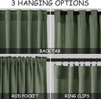 Nanspring Olive Green Linen Sheer Curtains 84 Inch Length 2 Panels for Living Room Bathroom Set Back Tab Rod Pocket Semi Sheer Light Filtering Breathability Farmhosue Country Style 60x84