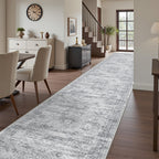 Restydon 3x14 Runner Rug Non Slip,Washable Hallway Runner Rug,Grey