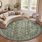 Lofus 8ft Area Rugs for Living Room, Green Washable Area Rug with Non-Slip Backing,Soft Boho Carpets for Bedroom Dining Room Home Office Indoor Nursery