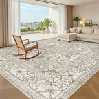 Madane 8x10 Area Rugs for Living Room, Non-Slip Washable Rug, Beige/Brown