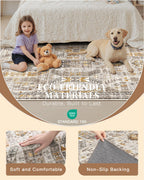 Madane Washable Runner Rug 3x6 Runners for Hallways Non Slip, Brown/Gold
