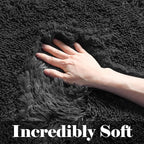 ONASAR Black Area Rugs for Living Room Bedroom, 5x8 Fluffy Shaggy Rug, Soft Plush Large Indoor Floor Carpet for Nursery Kids Girls Boys Teen Dorm Bedside Playroom Home Office Decor Aesthetic