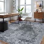 8x10 Area Rugs for Living Room Rug Washable: Abstract Large Rug for Dining Room Bedroom Carpet Non Slip 8 by 10 Indoor Modern Nursery Home Office Black