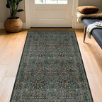 Vintage Floral Dark Green 3x5 Area Rugs for Entryway, Kitchen, Bedroom Beside Rug, Laundry Room, Non-Slip Low Pile Ultra Soft Stain Resistant Small Carpet