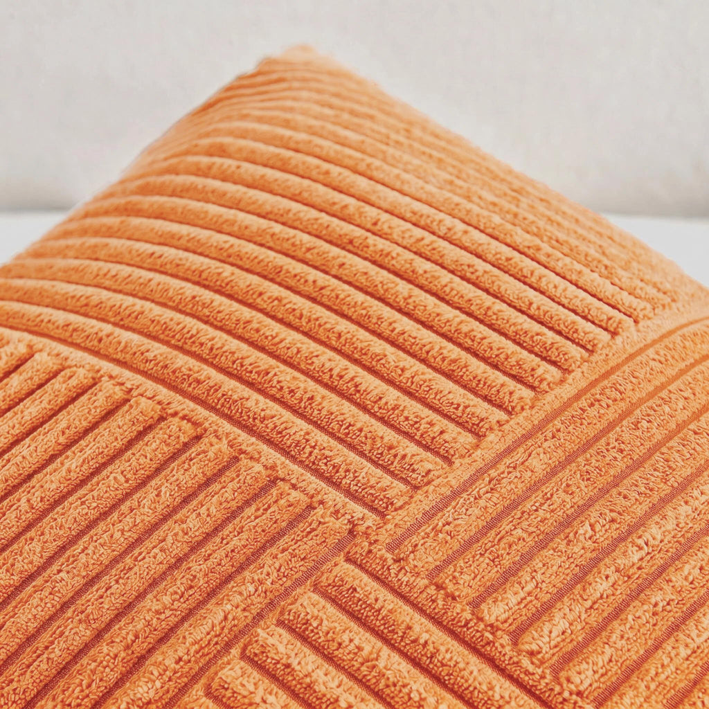 Fancy Homi 2 Packs Burnt Orange Decorative Throw Pillow Covers 22x22 Inch for Living Room Couch Bed, Rustic Farmhouse Boho Home Decor, Soft Corss Corduroy Patchwork Accent Square Cushion Case 55x55 cm