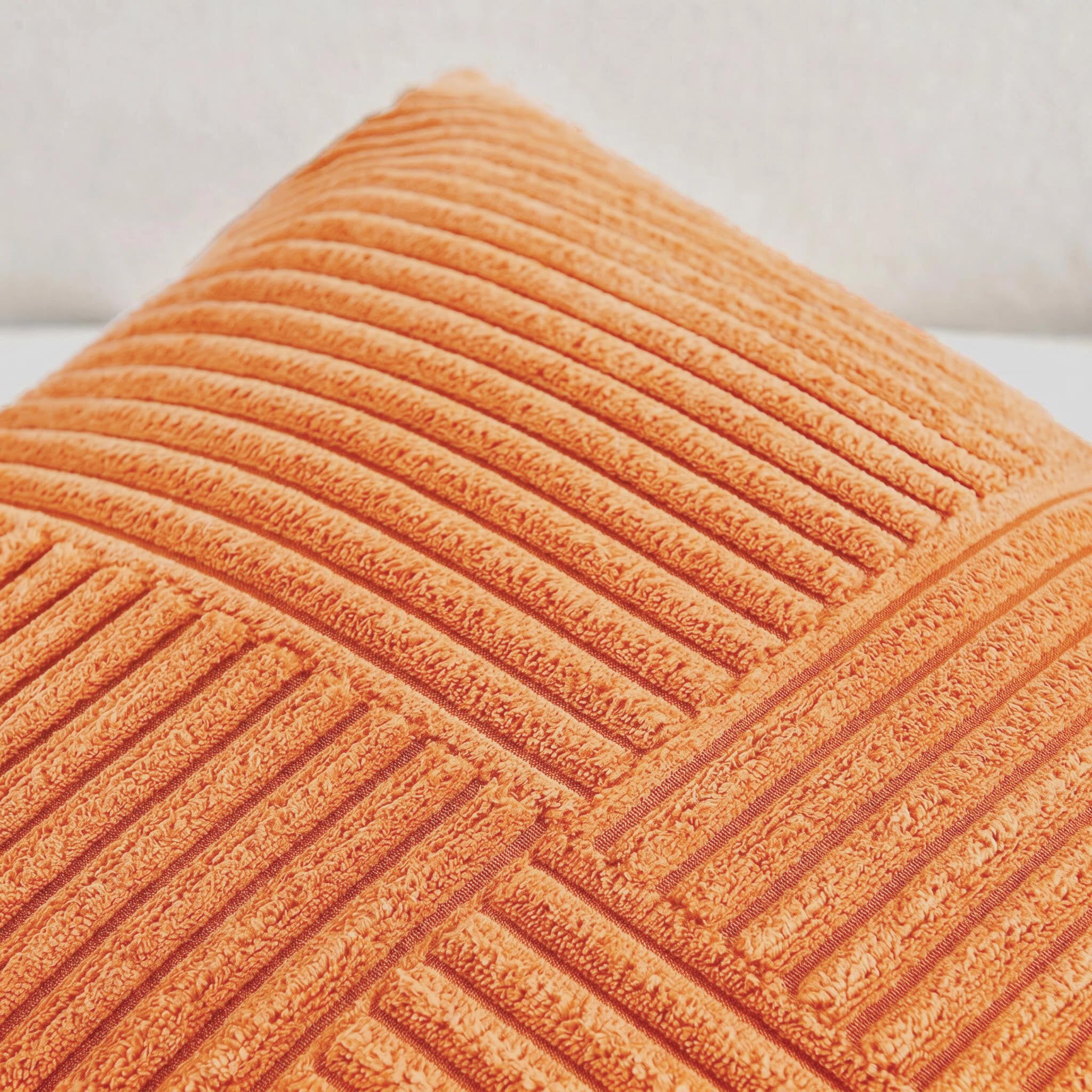 Fancy Homi 2 Packs Burnt Orange Decorative Throw Pillow Covers 22x22 Inch for Living Room Couch Bed, Rustic Farmhouse Boho Home Decor, Soft Corss Corduroy Patchwork Accent Square Cushion Case 55x55 cm