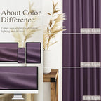 Plum Linen Curtains for Living Room 63 Inches Long 2 Panel Set Light Filtering Linen Drapes for Kitchen Windows Rod Pocket Back Tab Short See Through Curtain Country Farmhouse Decor 52x63