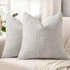 decorUhome Light Grey Chenille Euro Sham Throw Pillow Covers 22x22 Set of 2 Textured Soft Cozy Slubby Couch Pillow Covers Modern Farmhouse Boho Decorative Pillow Cases for Bed Sofa Living Room