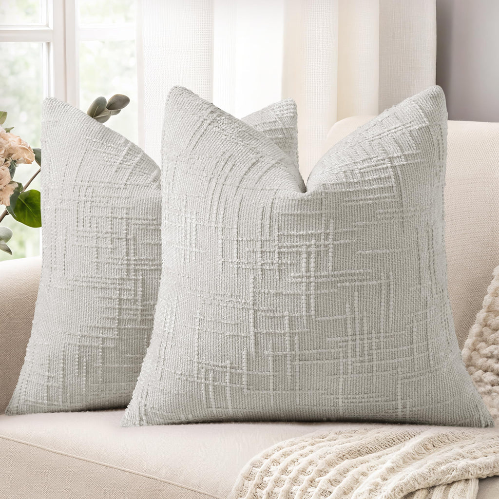 decorUhome Textured Chenille Throw Pillow Covers 20x20 Set of 2 Pink